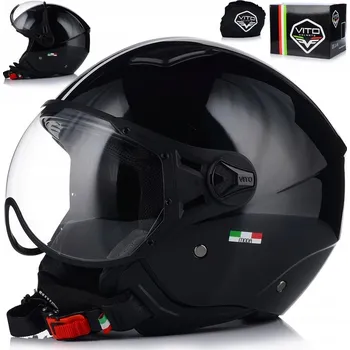 Helma na motorku MOTOCYKLOVÁ PŘILBA OTEVŘENÁ | VITO MODA MATNÁ ČERNÁ | SKÚTR CHOPPER ECE 22.06