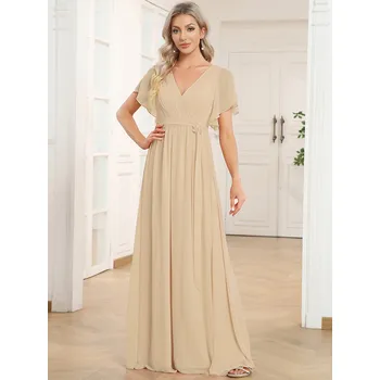 Dámské šaty Šaty pro družičky v áčkovém střihu s výstřihem a volánky Barva: Korálová, Velikost: 3XL