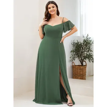 Dámské šaty Šifonové šaty pro družičky se špagetovými ramínky Barva: Mátová, Velikost: 5XL