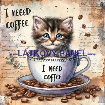 Látkový panel - Kočka - KČ-207 Velikost: 15x15cm, Materiál: Kočárkovina