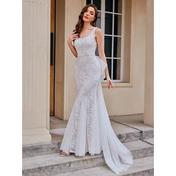 Dámské šaty Svatební šaty s výstřihem do U bez rukávů Barva: Vřesová, Velikost: L