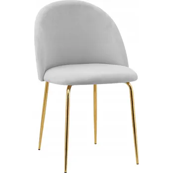 Křeslo Židle Čalouněná Prošívaná Velurová Glamour Zlaté Kovové Nohy Šedá