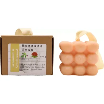 Mýdlo AW Aromatics Masážní mýdlo s esenciálními oleji Geránium & Santalové Dřevo 170 g