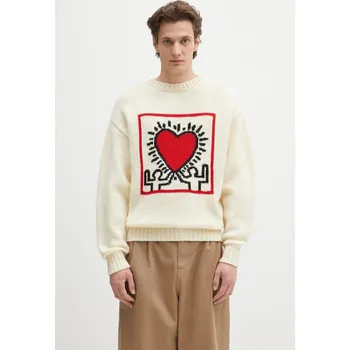 Dámský svetr Vlněný svetr Wacko Maria x Keith Haring, XL, béžová, 01X