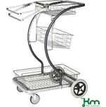 Úklidový vozík KM, šedý, 2 otočná a 2 pevná kolečka, odkládací koš a držák na 120l odpadkové pytle