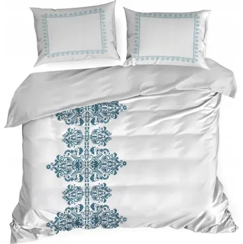 Povlečení Povlečení z bavlněného saténu 220x200 bílé se vzorem