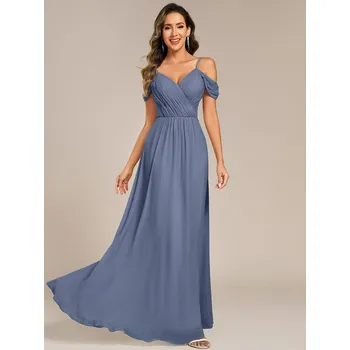 Dámské šaty Šaty pro družičky s krátkým rukávem a výstřihem do V Barva: Mořská, Velikost: XS