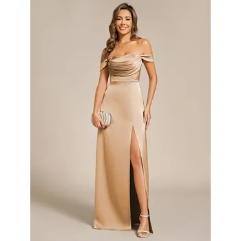 Dámské oblečení Šaty pro družičky s odhalenými rameny a krátkými rukávy Barva: Korálová, Velikost: 2XL