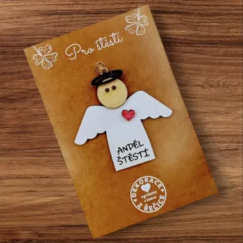 Dekorace z Řečice Dárková kartička anděl štestí 10cm.