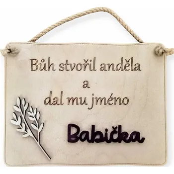 Dekorace z Řečice Cedulka Babička