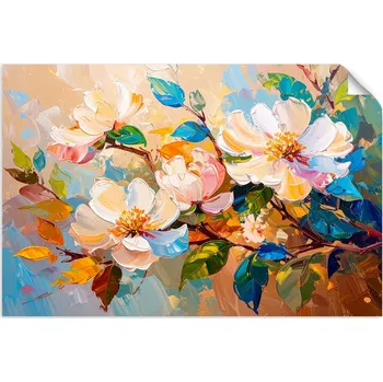 Obraz SAMOLEPKA NA STĚNU do OBÝVÁKU KANCELÁŘE Barevné Květiny Listy Příroda 60x40