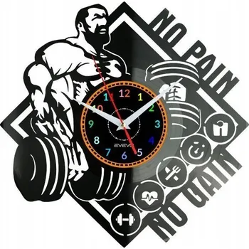 Hodiny Hodiny pro kulturistu No Pain No Gain Nástěnné hodiny Vinylová deska Moderní De