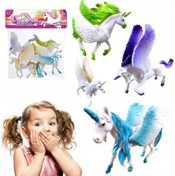 Figurka VELKÉ FIGURKY JEDNOROŽCŮ - VZORY A BARVY - SADA 4 KS