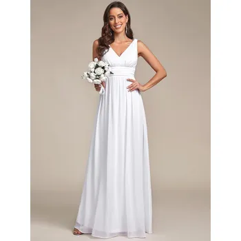 Dámské šaty Elegantní dlouhé šaty na ples s dvojitým výstřihem do V Barva: Bílá, Velikost: 7XL