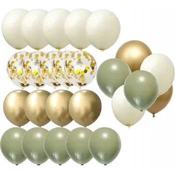 Balónek BALÓNKY woodland KHAKI krémové zlaté konfety 24ks