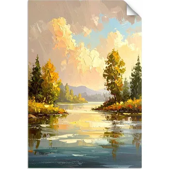 Obraz Jezero Stromy Krajina SAMOLEPKA NA STĚNU do POKOJE PRO MLÁDEŽ 20x30