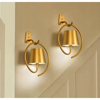 Nástěnné svítidlo Nástěnné svítidlo LED přenosné akumulátorové na USB zlaté barvy 2ks