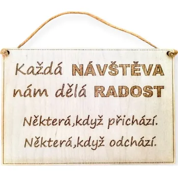 Dekorace z Řečice závěsná cedulka dřevěná "NÁVŠTĚVA"