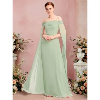 Dámské šaty Šifonové šaty pro družičky s volnými rukávy Barva: Mátová, Velikost: XL