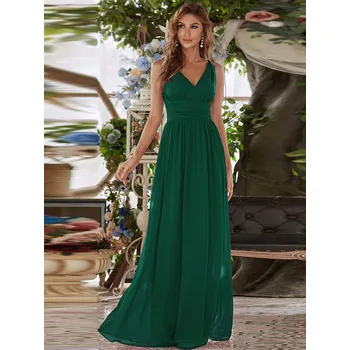 Dámské šaty Elegantní dlouhé šaty pro družičky s dvojitým výstřihem do V Barva: Tmavě Zelená, Velikost: 6XL