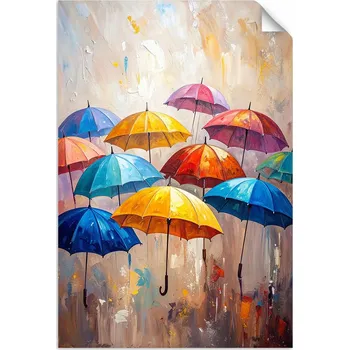 Obraz PLAKÁT SAMOLEPKA MODERNÍ Barevné Deštníky Abstrakce 20x30