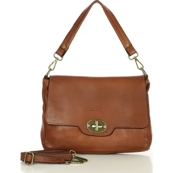 Kabelka Legendární kožená taška přes rameno 2 v 1 z pravé kůže Barva: Tmavě Hnědá