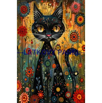 Látkový panel - Kočka - KČ-219 Velikost: 10x7cm, Materiál: Bavlna