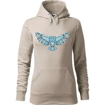 Dámská mikina DOBRÝ TRIKO Dámská mikina s potiskem Letící sova Velikost dámské mikiny: 2XL, Barva: Ledově šedá