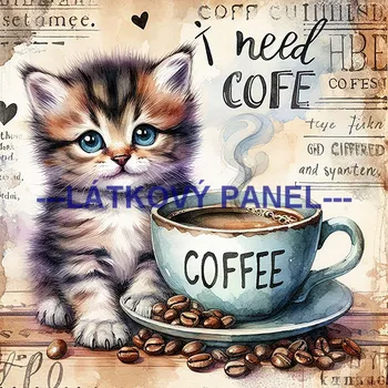 Látkový panel - Kočka - KČ-203 Velikost: 15x15cm, Materiál: Kočárkovina