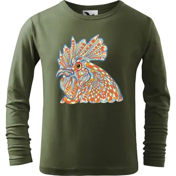 Dětská móda DOBRÝ TRIKO Dětské bavlněné triko Hlava kohouta Velikost: 146/10 let, Barva: Khaki