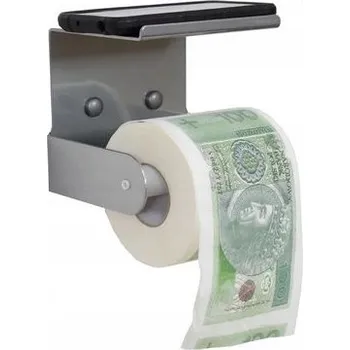 Držák toaletního papíru s poličkou SP-0037H stříbrný, Telefon, Kov T306