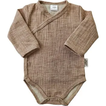 Makoma Mušelínové body zavinovací dlouhý rukáv HNĚDÝ MELÍR - 68