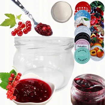 Sklenice Zavařovací Sklenice 260 Ml džemy džemy koření houby KOMPLET s VÍKEM 82 mm