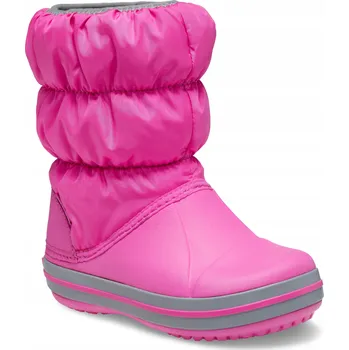 Dívčí obuv Crocs Winter Puff Boot 14613 ELEKTRICKY PINK / SVĚTLE ŠEDÁ 22,5