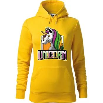 Dámská mikina DOBRÝ TRIKO Dámská mikina s potiskem Naštvaný jednorožec Velikost dámské mikiny: S, Barva: Žlutá