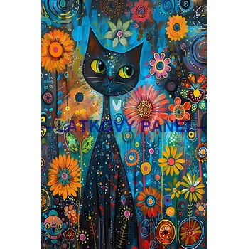 Látkový panel - Kočka - KČ-210 Velikost: 30x20cm, Materiál: Bavlna