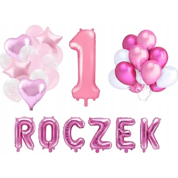 Balónek Sada růžových balónků k 1. narozeninám
