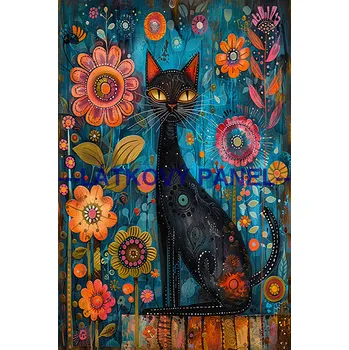 Látkový panel - Kočka - KČ-238 Velikost: 10x7cm, Materiál: Kočárkovina