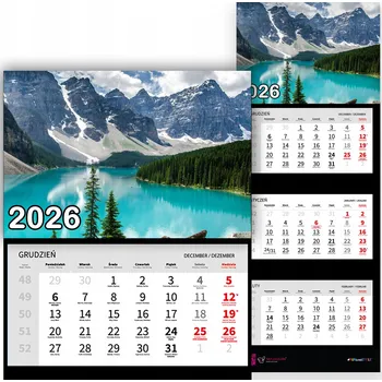 Kalendář Nástěnný Kalendář Trojdílný 2026 KLIDNÁ ZÁTOKA Do Kanceláře Dárek Vzory