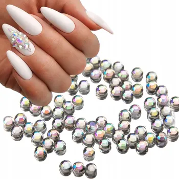 100x Zirkony na nehty, imitace skleněných Křišťály Malé Diamanty 3 mm