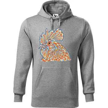 Pánská mikina DOBRÝ TRIKO Pánská mikina s potiskem Hlava kohouta Velikost pánské mikiny: 5XL, Barva: Tmavě šedý melír