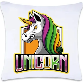 Dekorativní polštářek DOBRÝ TRIKO Polštář s potiskem 40 x 40 cm Naštvaný jednorožec Oboustranný tisk: NE