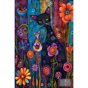 Látkový panel - Kočka - KČ-233 Velikost: 40x27cm, Materiál: Bavlna