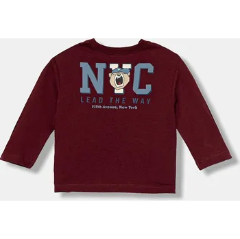 Chlapecké tričko Dětské bavlněné tričko s dlouhým rukávem United Colors of Benetton vínová barva, s potiskem, 35RYG10K4 35RYG10K4.P.seasonal 83X, vel. 90