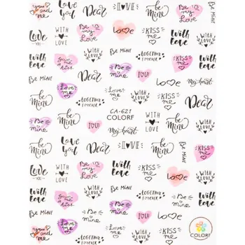 Samolepky na nehty samolepící valentýnské srdce nápisy CA621