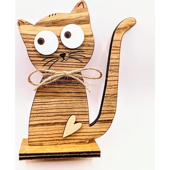 Dekorace z Řečice Dřevěná kočka 18cm
