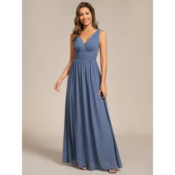 Dámské šaty Elegantní dlouhé šaty pro družičky s dvojitým výstřihem do V Barva: Mořská, Velikost: 5XL