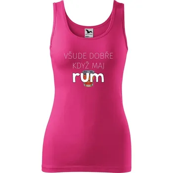 Dámské tričko DOBRÝ TRIKO Dámské tílko s potiskem Všude dobře rum Velikost: M, Barva: Purpurová