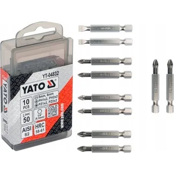 Vrták BITY, HROTY, KONCOVKY PRO ŠROUBOVÁK HEX 1/4" 10 KS YATO