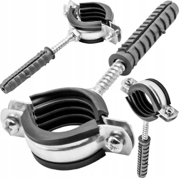 OBJÍMKA KOVOVÁ OCELOVÁ RUKOJEŤ S GUMOU PRO TRUBKY 3/8" 15-18 mm PEVNÁ, PEVNÁ